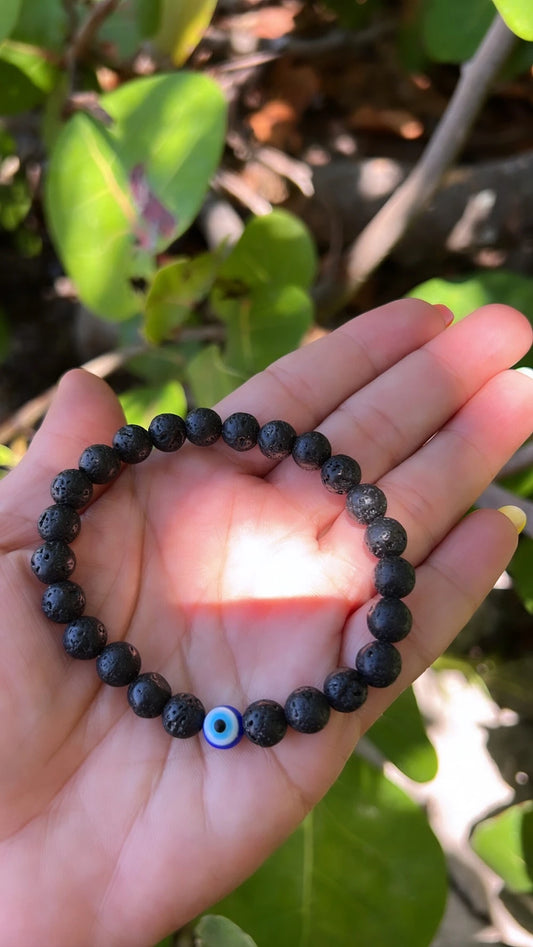 Lava Stone Evil Eye Bracelet