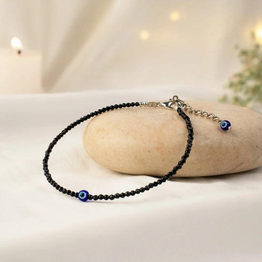 Black Tourmaline Evil Eye Anklet