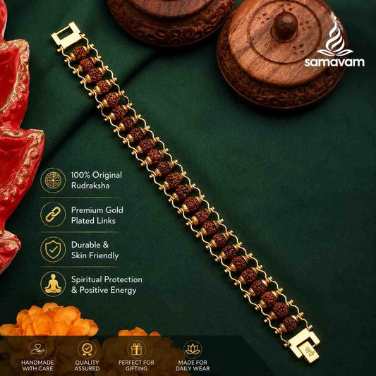 Gold Plated Rudraksha Bracelet