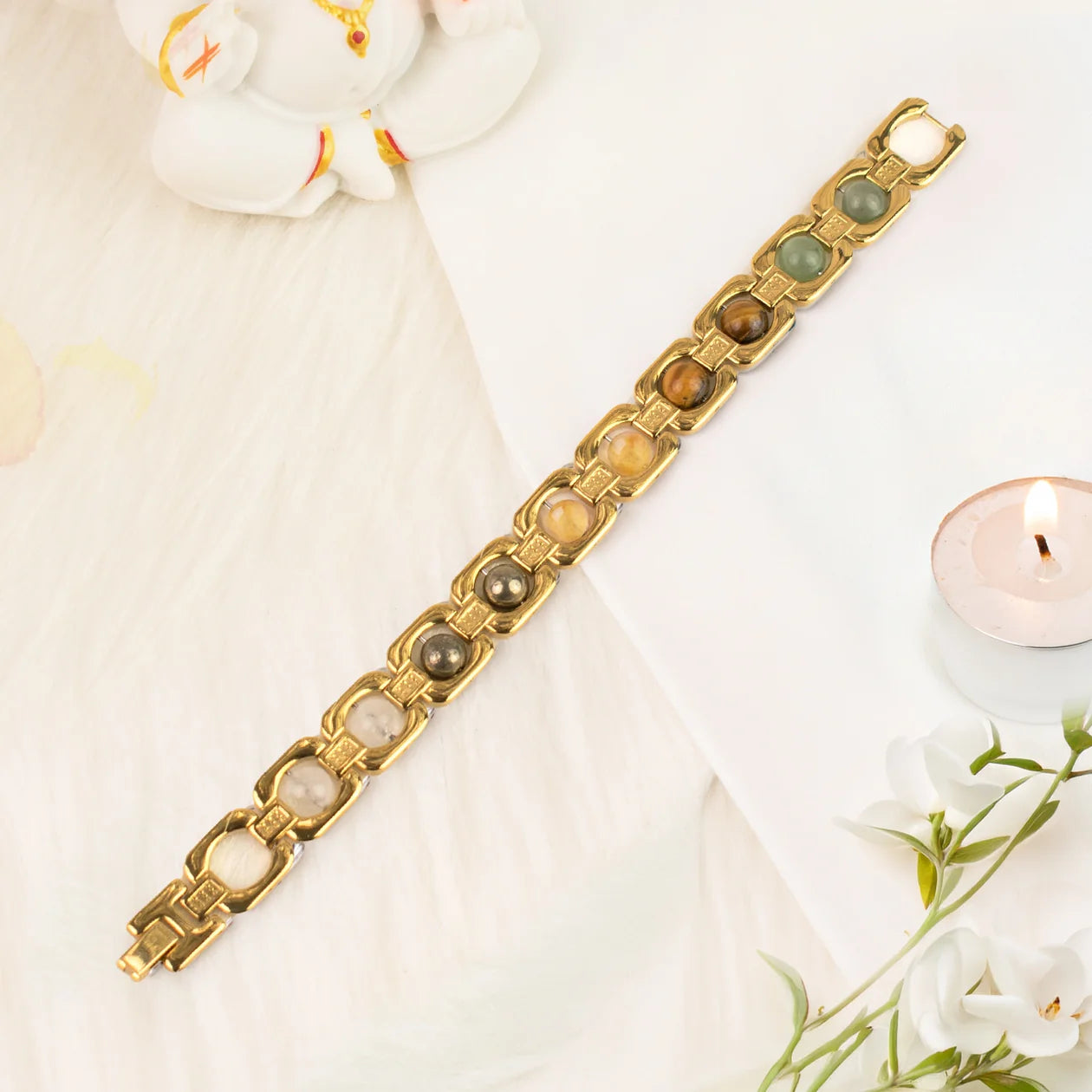 Metal Dhan Yog Bracelet with Free Raw Selenite Plate