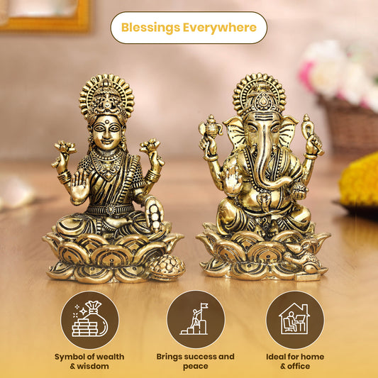 Brass Laxmi Ganesha Pair