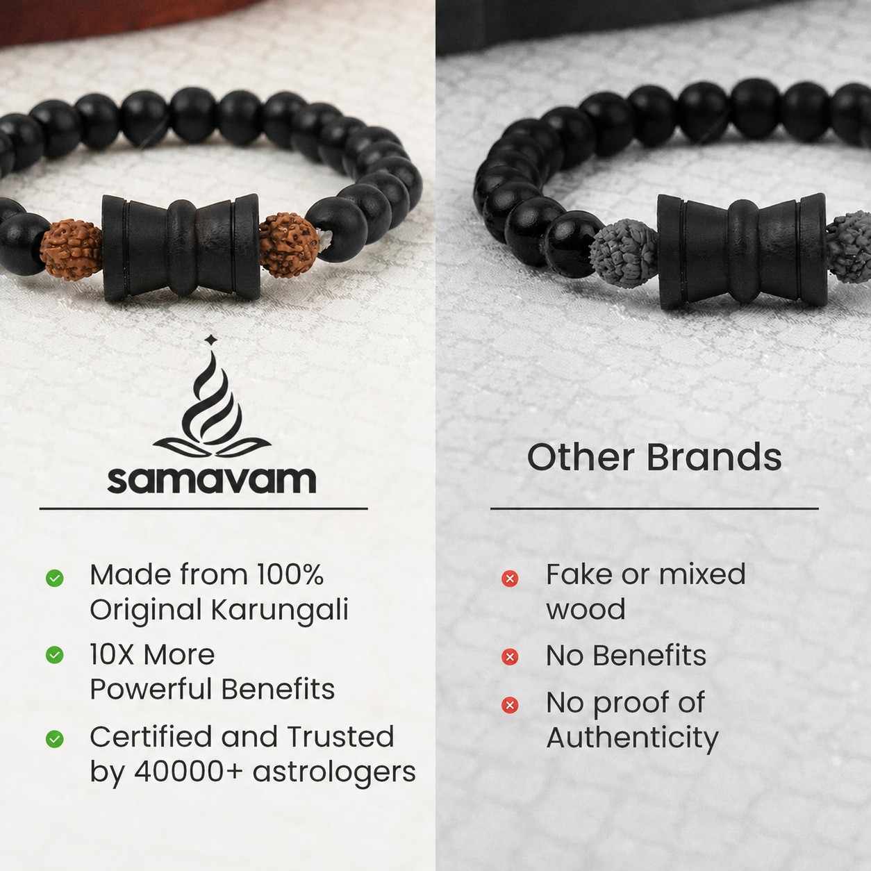 Rudraksha Karungali Malai Damru Bracelet
