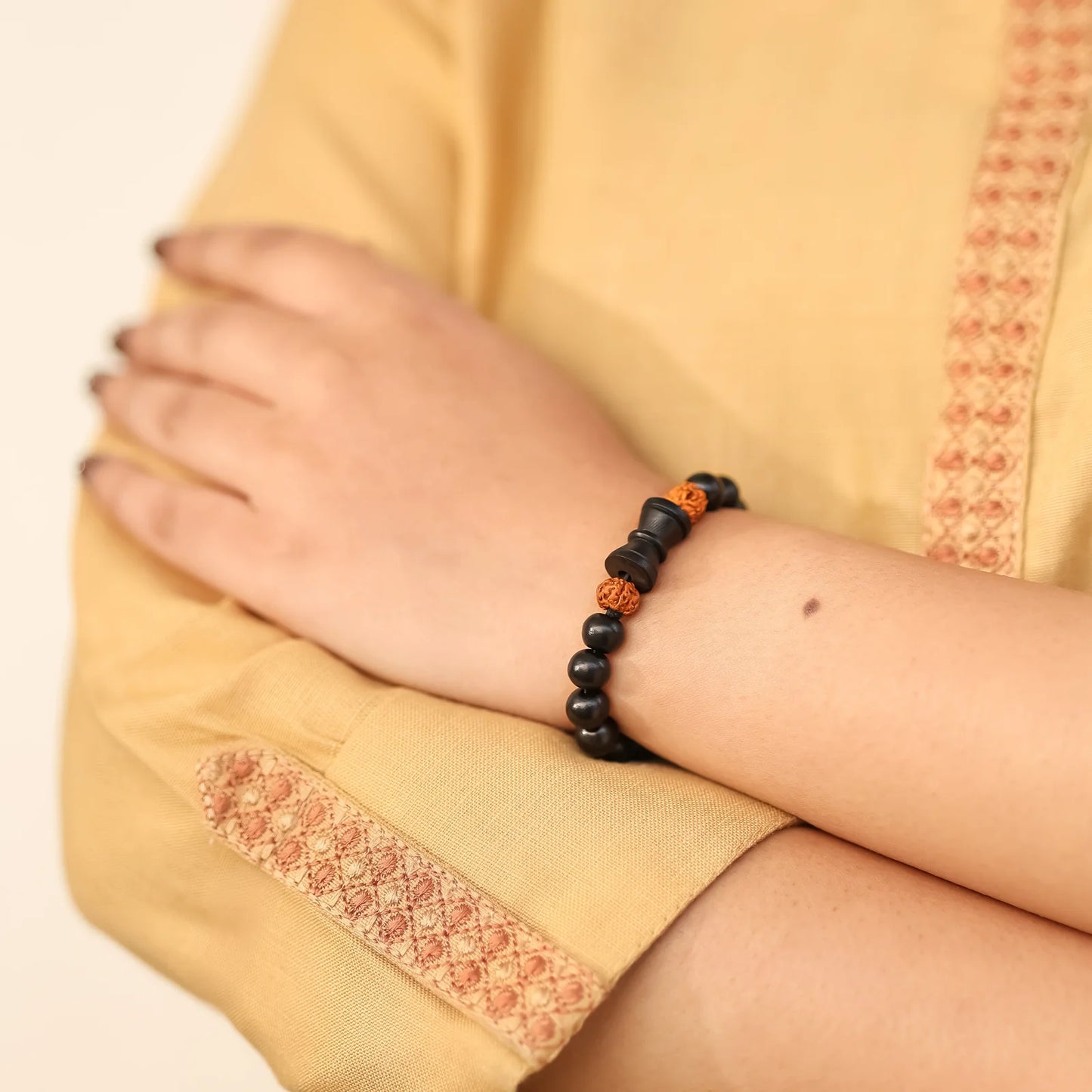 Rudraksha Karungali Malai Damru Bracelet