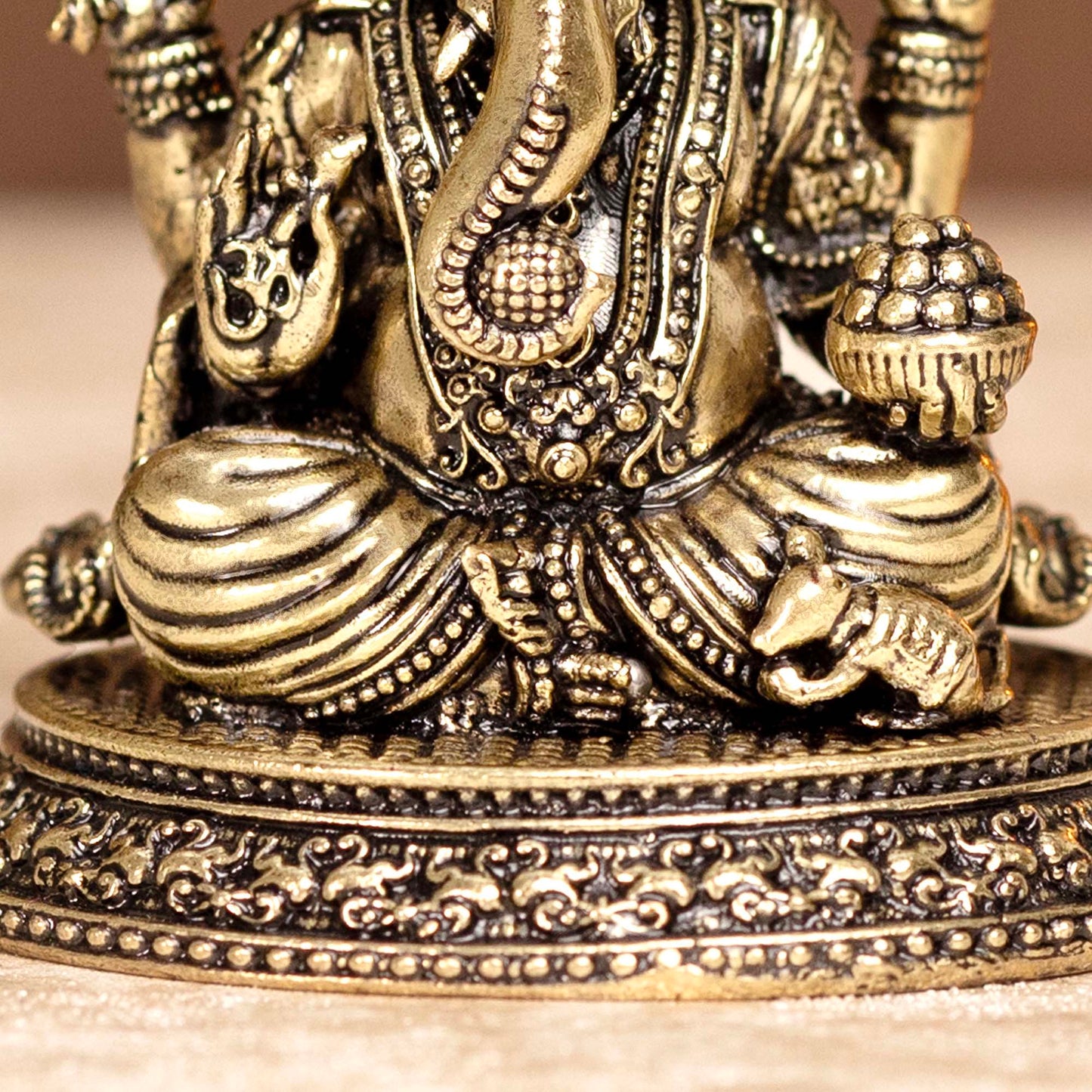 Intricate Brass Dagdusheth Ganpati Murti
