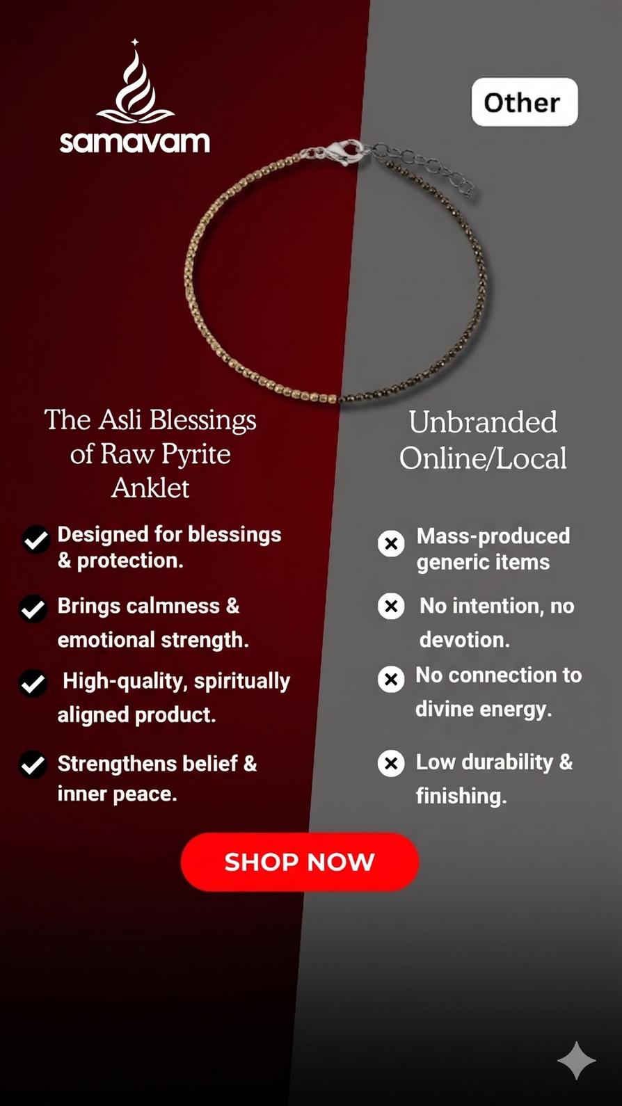Raw Pyrite Anklet with Free Raw Selenite Plate