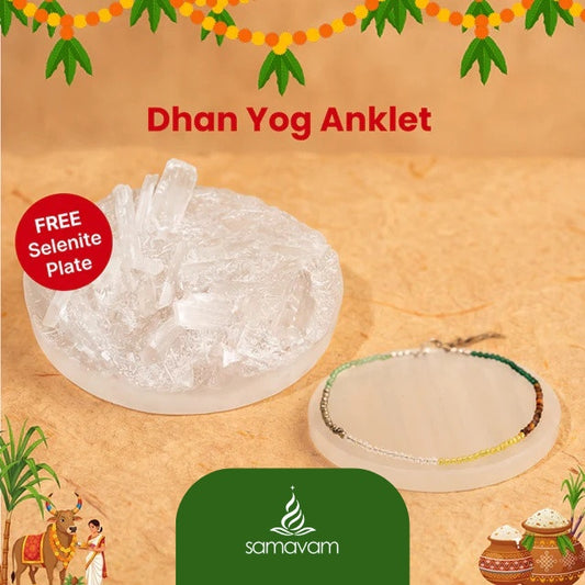 Dhan Yog Anklet with Free Raw Selenite Plate