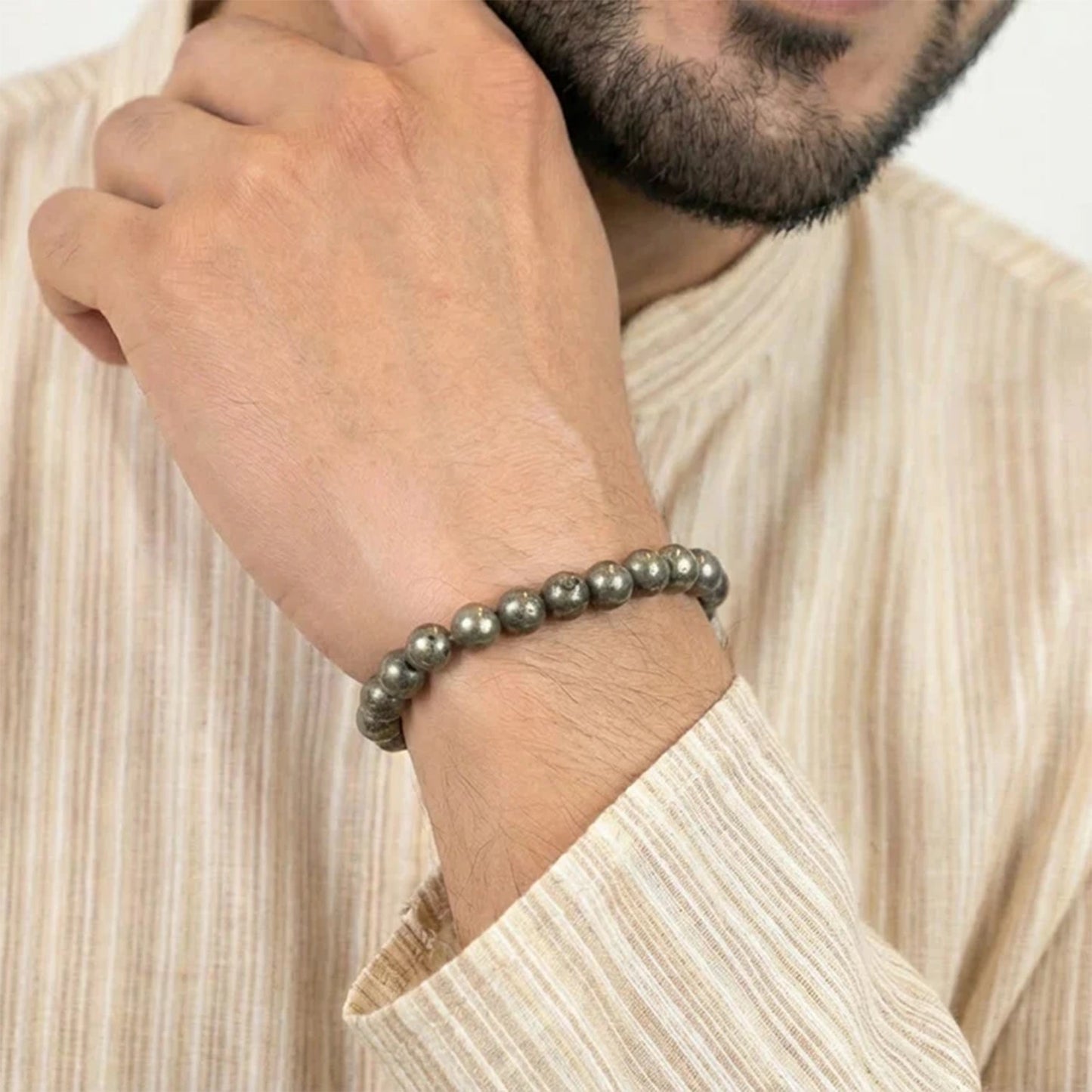 Raw Pyrite Bracelet with Free Raw Selenite Plate