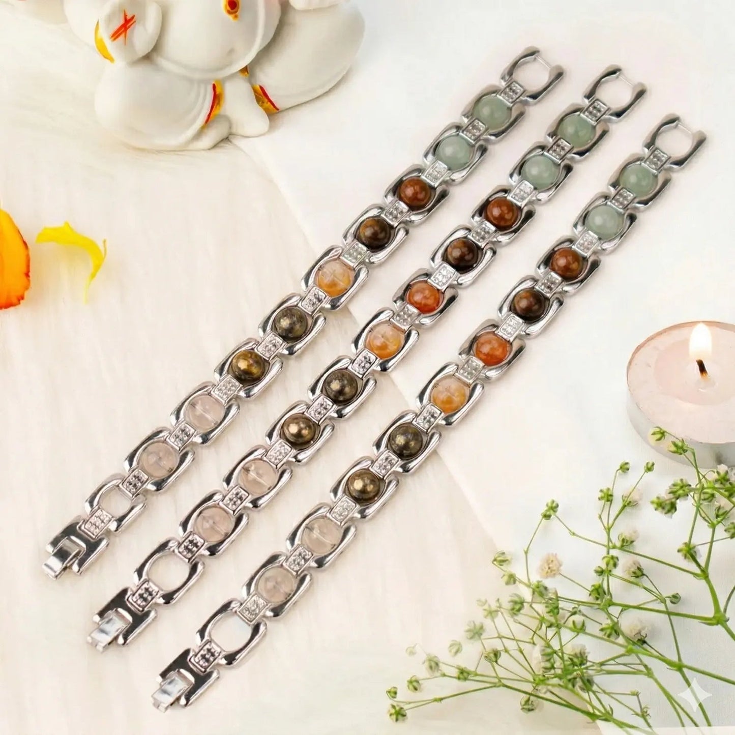 Metal Dhan Yog Bracelet with Free Raw Selenite Plate