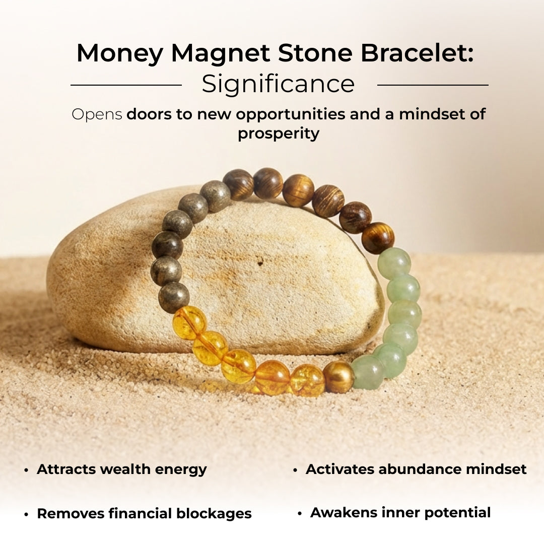 Money Magnet Bracelet with Free Raw Selenite Plate