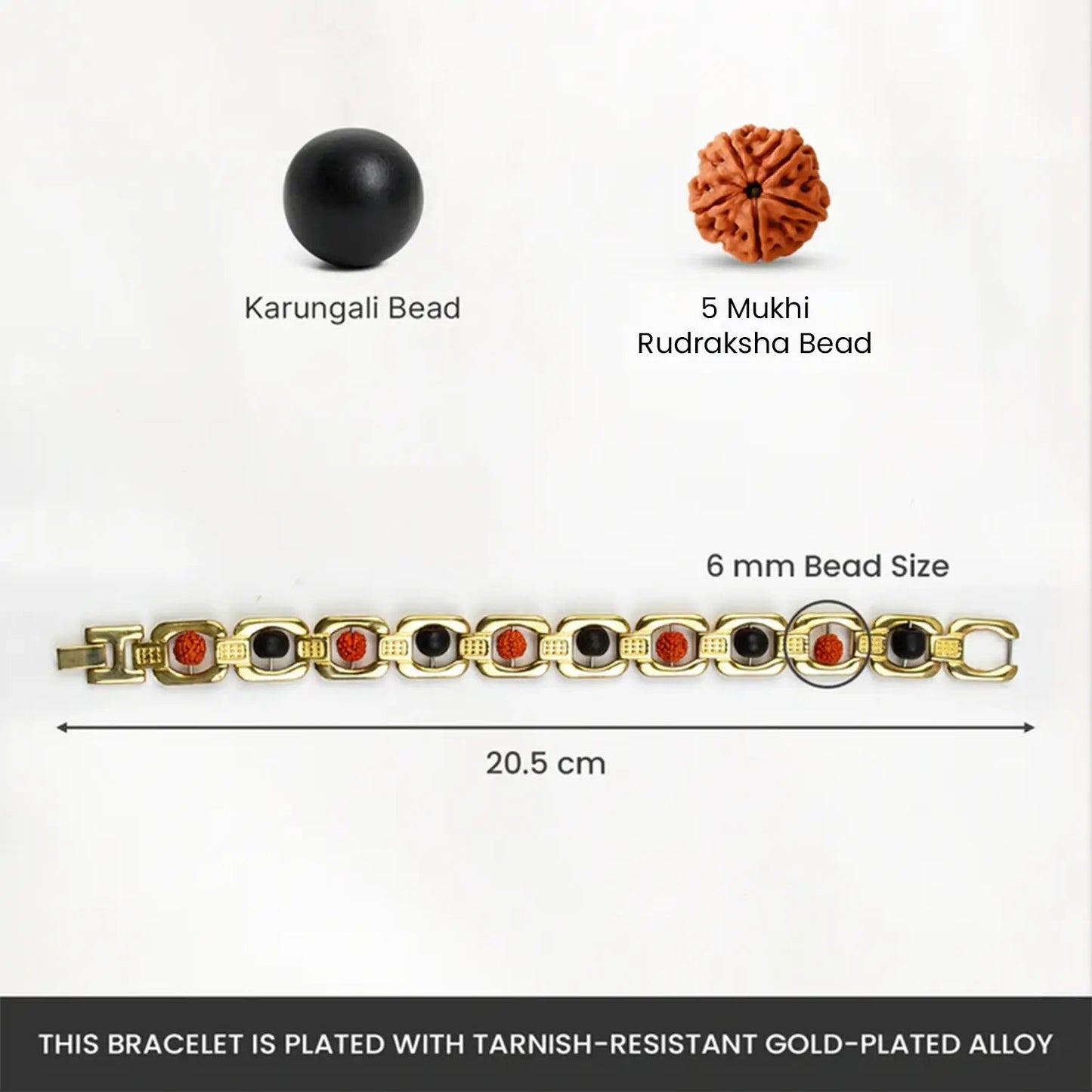 Metal Ruduraksha And Karungali Bracelet
