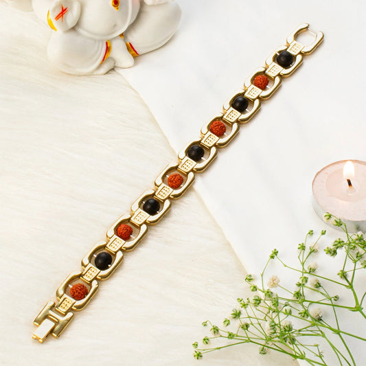 Metal Ruduraksha And Karungali Bracelet