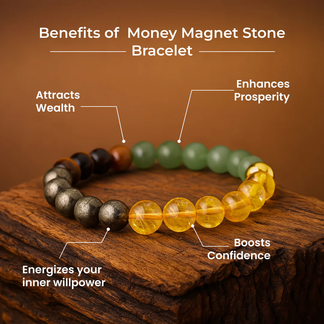 Money Magnet Bracelet with Free Raw Selenite Plate