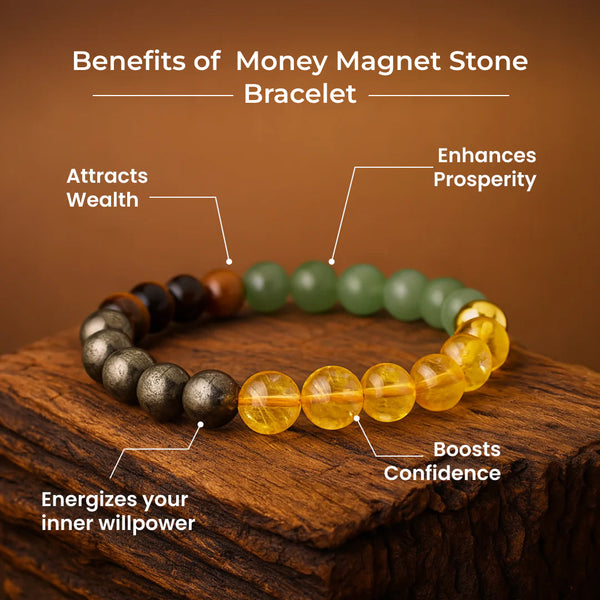 Money Magnet Bracelet with Free Raw Selenite Plate