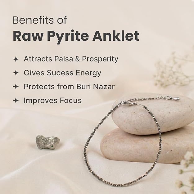 Raw Pyrite Anklet with Free Raw Selenite Plate