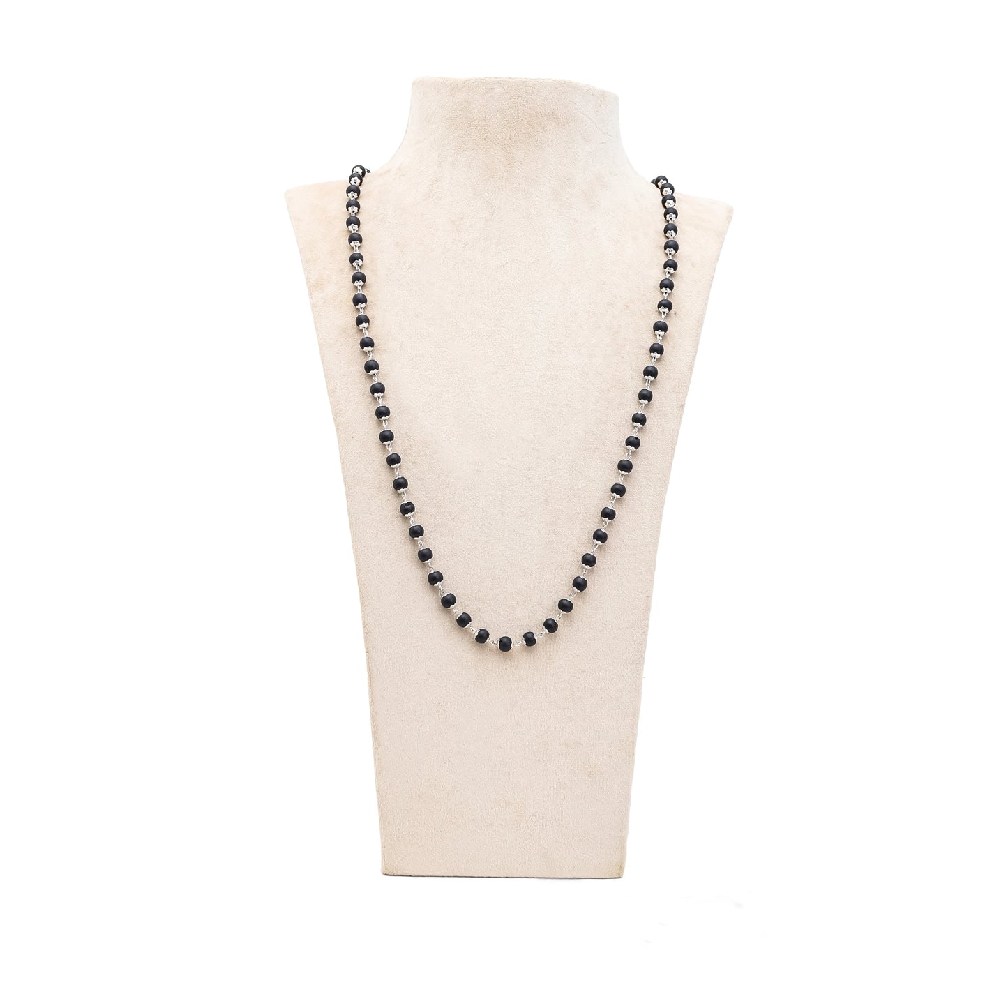 Karungali Malai Silver Cap Necklace