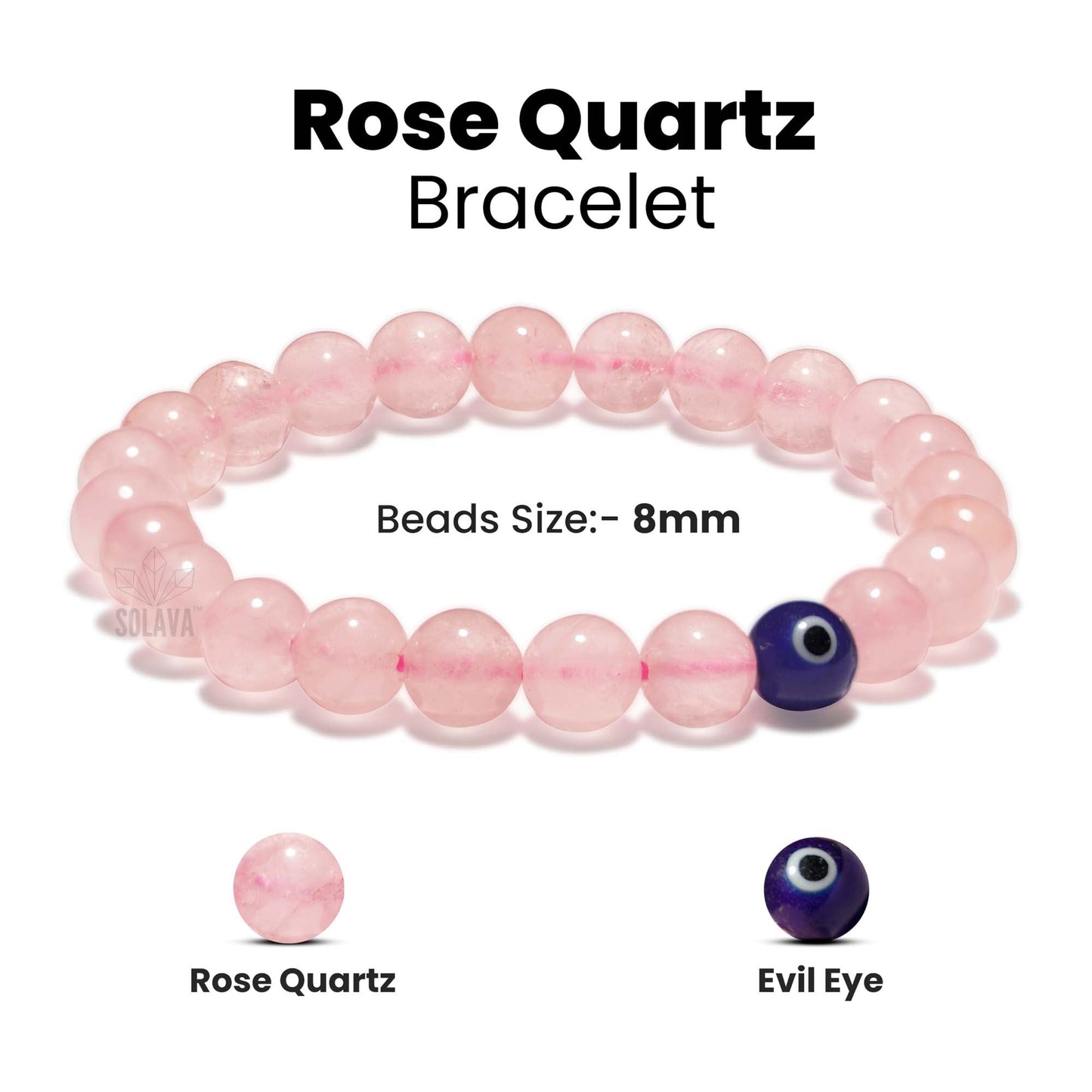 Rose Quartz with Evil Eye Bracelet