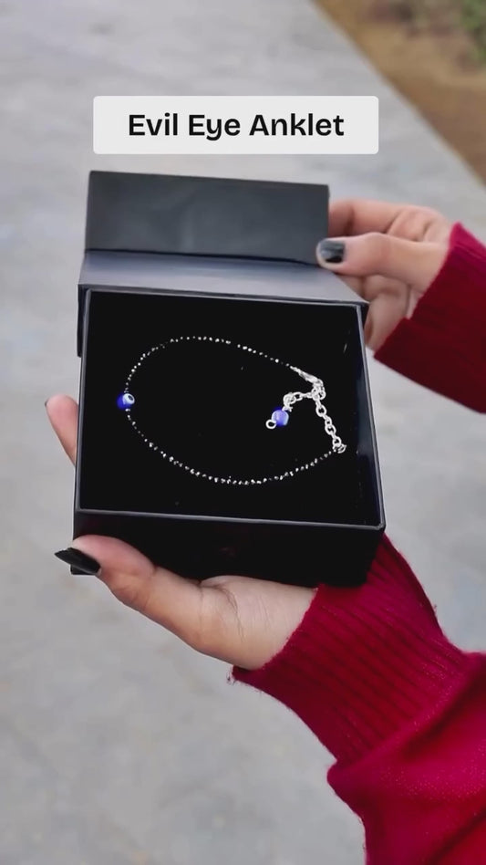 Black Tourmaline Evil Eye Anklet