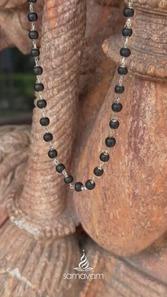 Karungali Malai Silver Cap Necklace